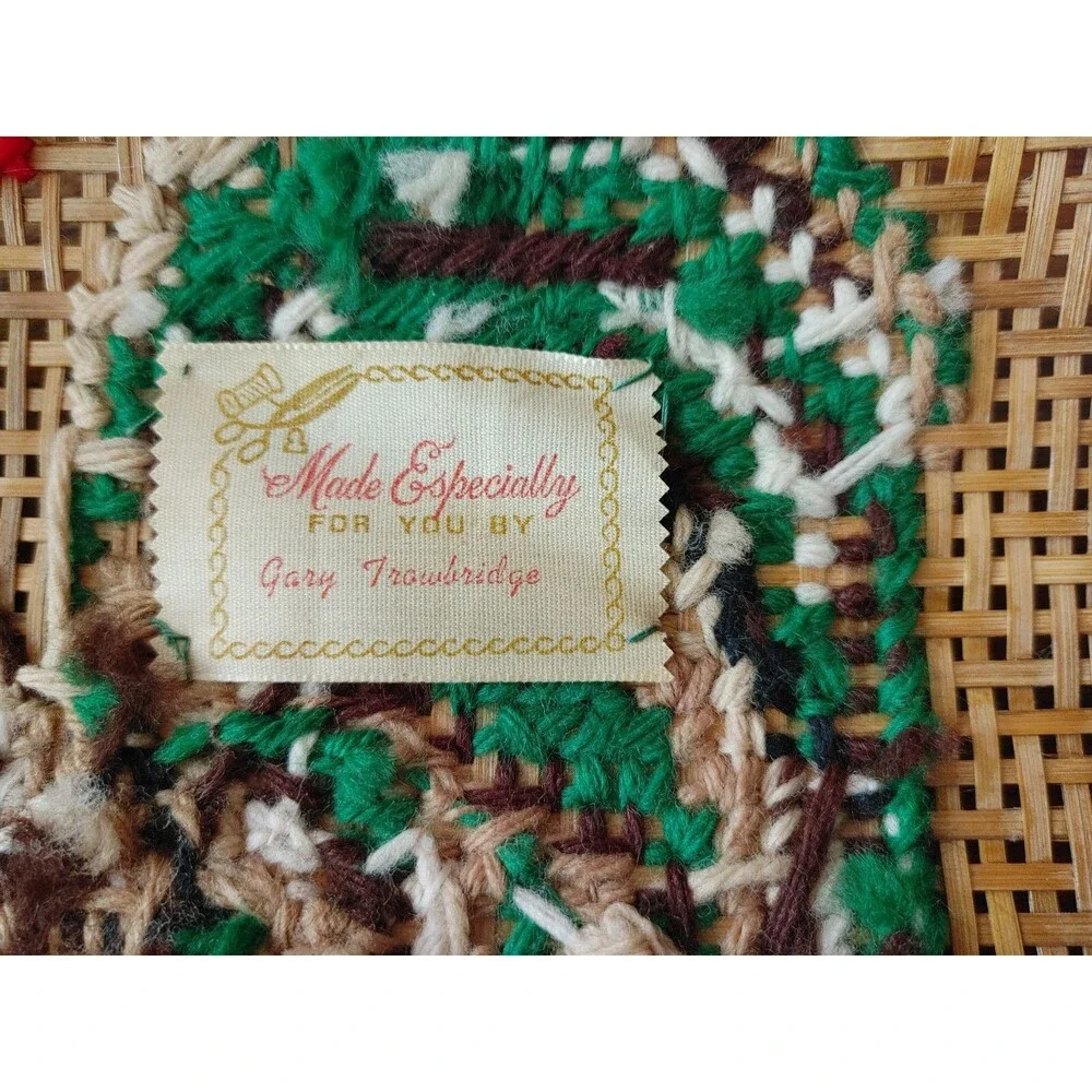 Country GrannyCore Rooster Basket Artist Signed 16